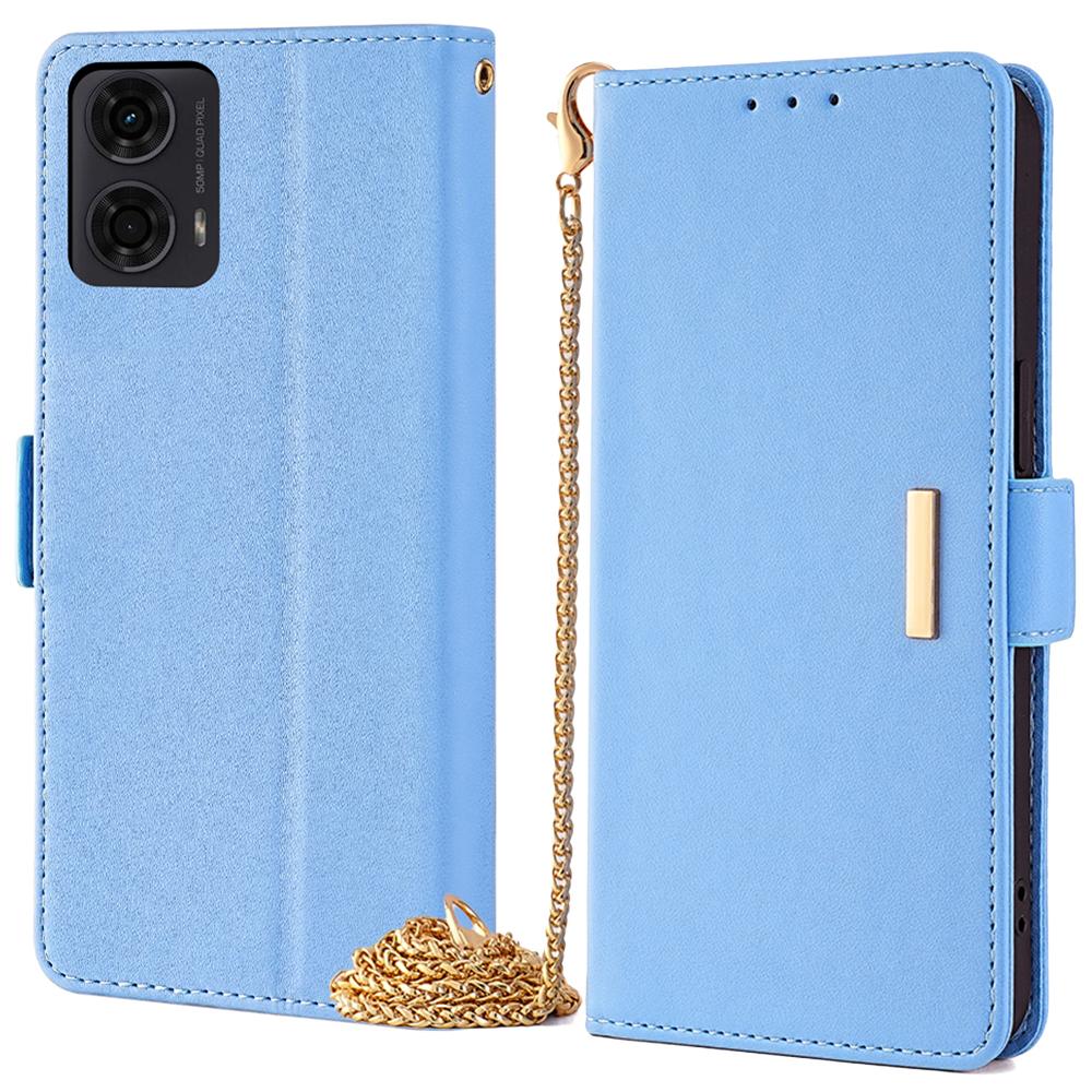For Motorola Moto E14 4G/G04 4G/G04s 4G/G24 4G Case RFID Blocking Wallet Phone Leather Cover with Shoulder Strap