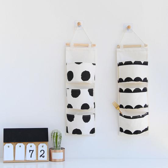 3 Lommer Dør Vegghengende Oppbevaringspose Veske Hjem Garderobe Småsaker Organizer