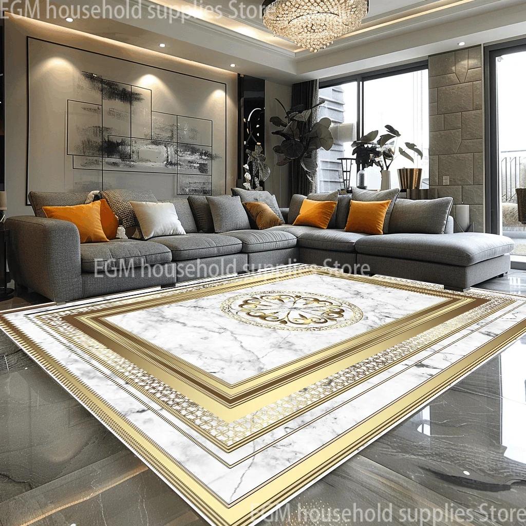 European Style Luxury Large Rugs For Living Room Black Gold Parlor Sofa Carpet Non-Slip Easy Cleaning Coffee Tables Mat 200X300