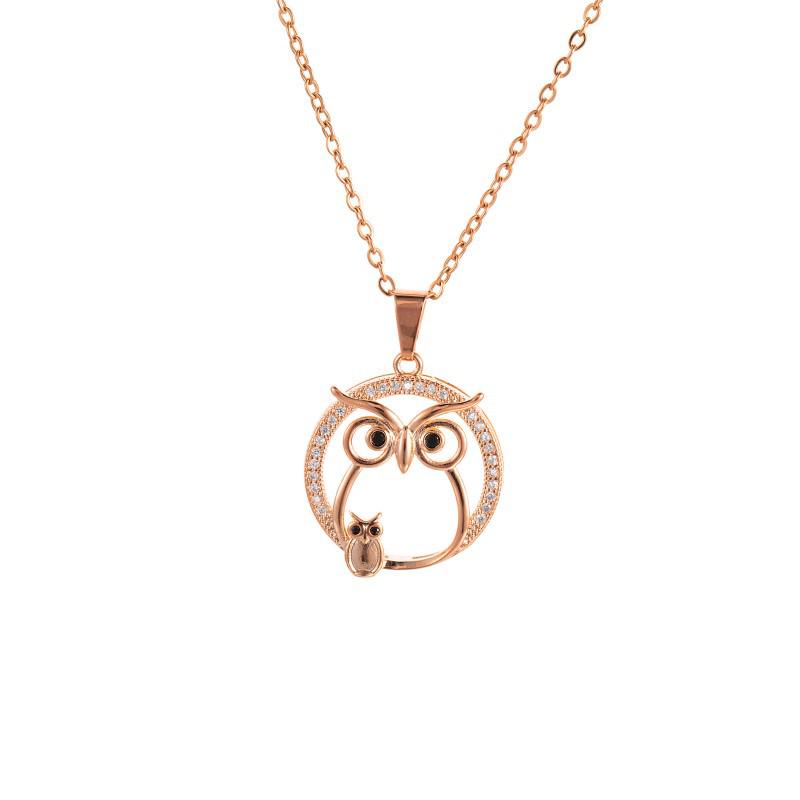 Elegancki Naszyjnik z Zawieszką Sowy z Cyrkoniami - Damski Luksusowy Choker Modowy