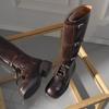 Sheepskin Version~ Retro But Knee Boots Women's Thick Heel Knight Western Cowboy Boots Show Legs Thin Fashion Boots
