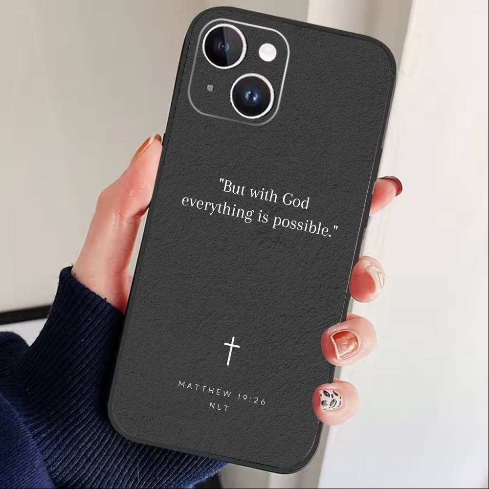 Bible Verse Jesus Christ Christian Phone Case For iPhone 16,15,14,13,12,17,Pro Max,Plus Silicone Black Case