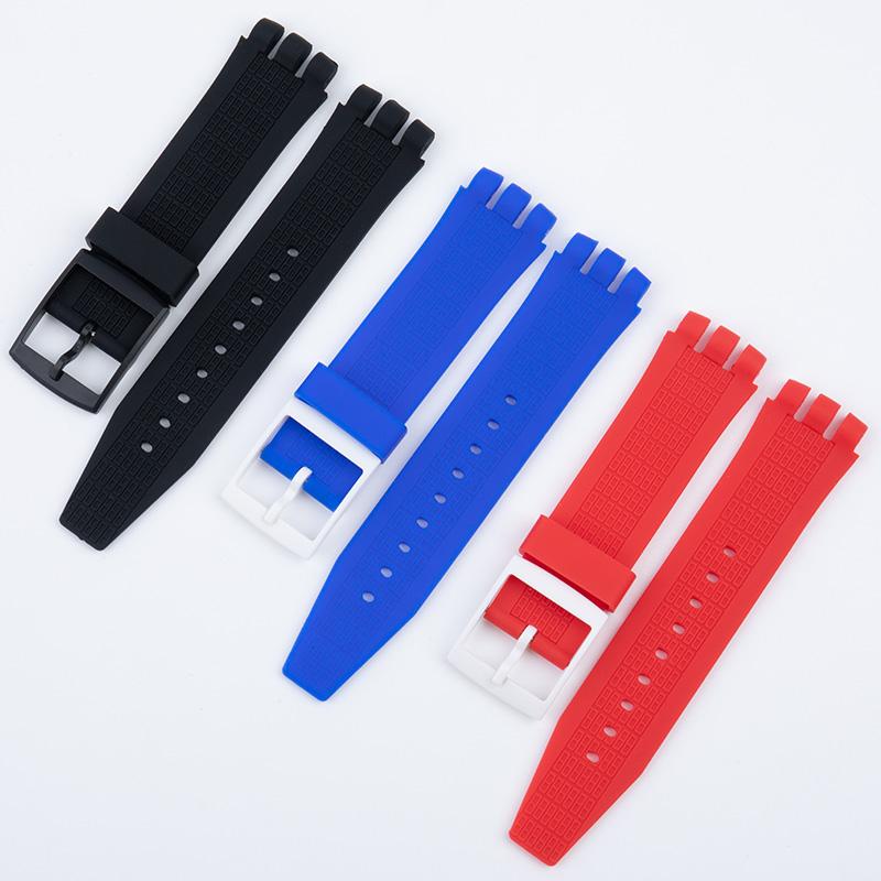 Concave Mouth 24x22mm Soft Silicone Rubber Colorful Watch Band Accessories For Swatch Strap For IRONY SCUBA 200 Belt Pin Buckle