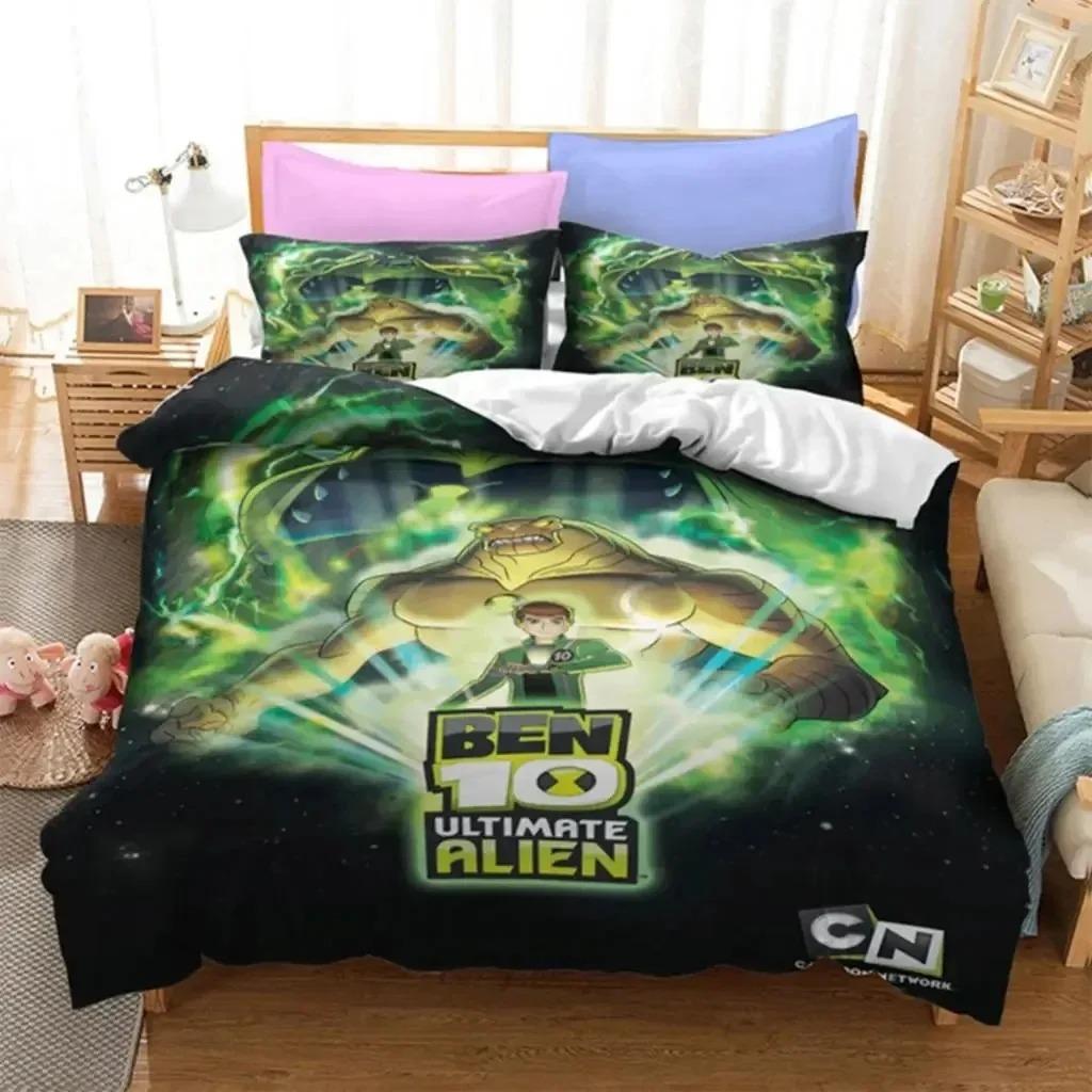 3D Print Ben Alien Force 10 Teenage Hacker Bedding Set Boys Girls Twin Queen Size Duvet Cover Pillowcase Bed Kids Adult