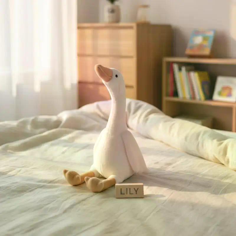 Oie à long cou en peluche Douce poupée en peluche Jouet Animal en peluche câlin Cadeau pour garçon fille Décor de chambre d'enfant