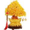 Small Citrine Money Tree Figurine: Lucky Tree Home Decor with Golden Ingots for Wine and TV Cabinets.