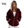 Fall Winter Hoodie Zip-Up Hoodies for Women, Loose Fit Drawstring Hooded Jacket with Women Sweatshirt Pocket, Long Sleeve Casual Coat Soft Tops