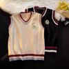 Damen College-Stil Strickweste Student Ärmellos V-Ausschnitt Gestrickte Westen Damen Winter Locker Vielseitig Pullover Tops