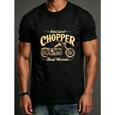 Men'S Crewneck T-Shirt Loose Fit Fashion Versatile Soft And Comfortable Fabric Suitable For Daily Wear And Holiday Gifts Biker Theme Summer And Spring
