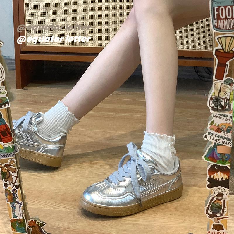 Damen Retro vielseitige atmungsaktive Studenten-Freizeit-Board-Schuhe mit flachem Boden