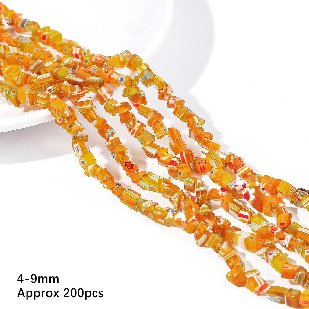 200 stk/pose 4-9 mm flerfargede blomsterperler Glass Lampwork Chip Perler For DIY Halskjede Armbånd DIY smykker Making 80cm/16