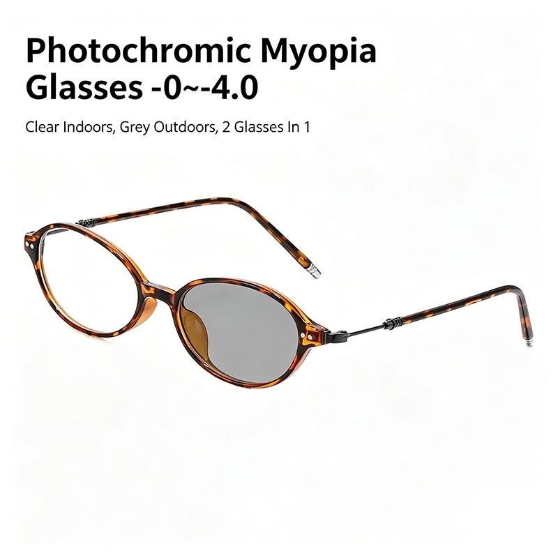 Xiaomi Oval Photochromic Anti-Blue Light Myopia Glasses for Men Women, Indoor Outdoor Transition Prescription Lenses