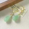Green Teardrop Stone Earrings: Retro Chinese Style, Simple Niche Design, Versatile Accessory