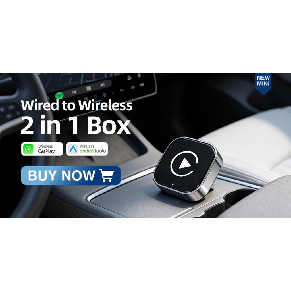 Wireless CarPlay Android Auto Apple Carplay Wireless Android Auto Orange Mini Car Play Adapter 2in1 AI Smart Box Bluetooth