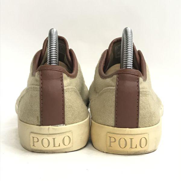 POLO RALPH LAUREN Slip-On Sneakers Beige Size 23.5cm Unisex Decorative Eyelets(USED)