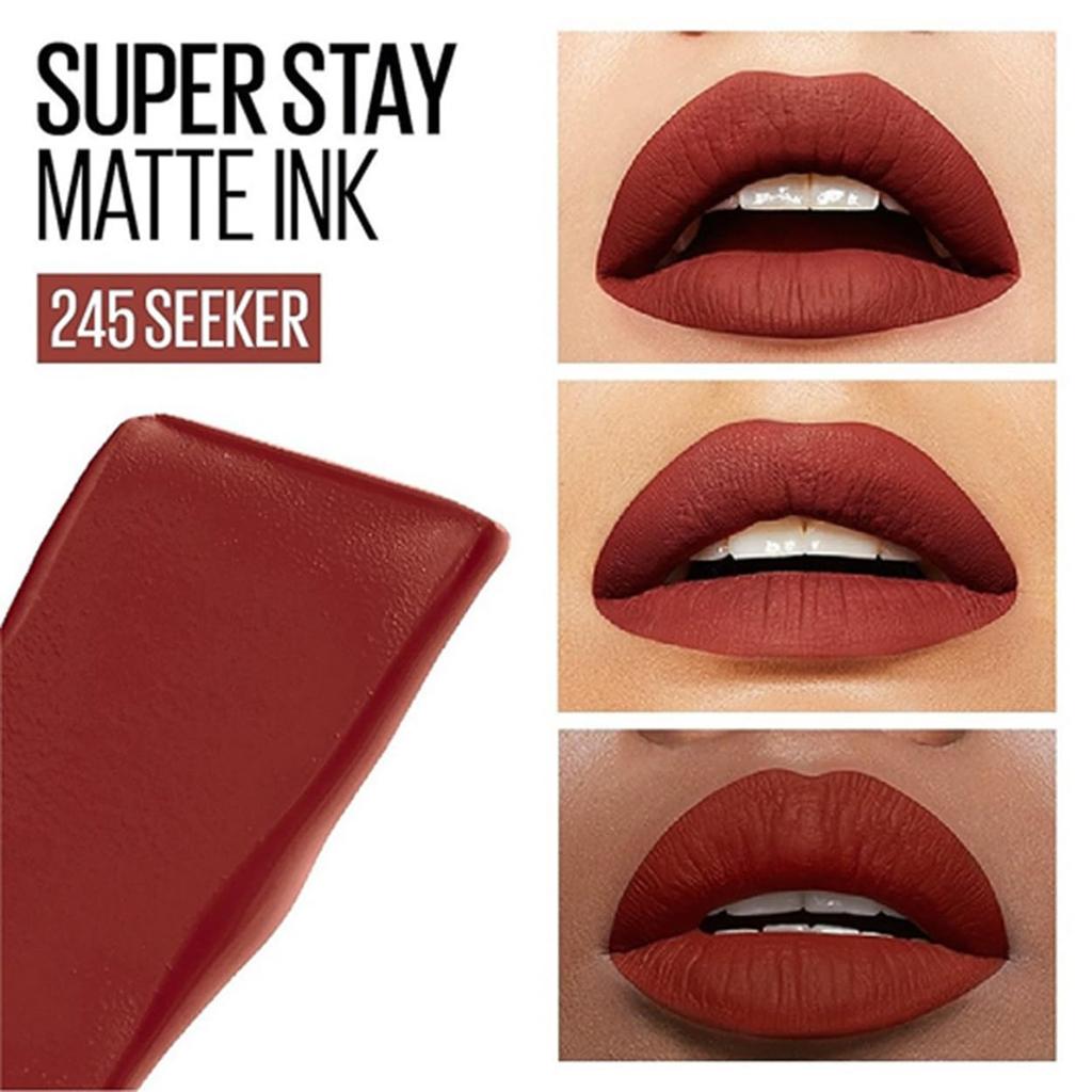 Maybelline New York Superstay Matte Ink Liquid Lipstick 245 Seeker 5ml Long Lasting 16 Hour Wear Non Transfer Bold Matte Lip Color