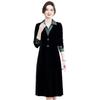 Spring V-Neck Gold Velvet Long Sleeve Dress for Middle-Aged and Elderly Women
