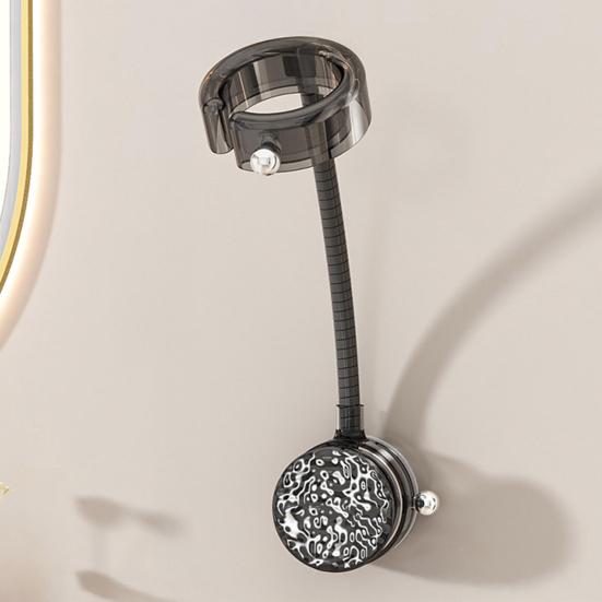 Wall Hair Dryer Holder Wall Mount Suction Cup Blow Dryer Stand Angle Adjustable Hair Dryer Hanger with Cable Storage for Bathroom Organization
