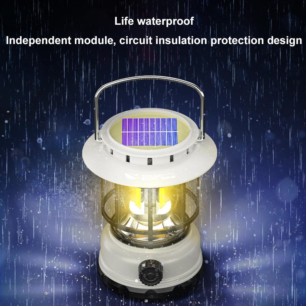 LED Camping Lantern, Outdoor Retro Waterproof Light, Solar USB Rechargeable Horse Lamp, Brightness-Adjustable Ambient