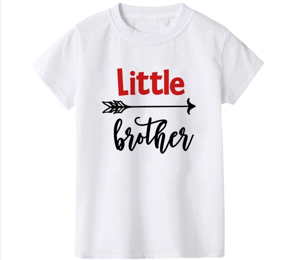 2026 New Childrens Tshirt Little Sister Big Brother Printed Round Neck Parent Child Clothing Summer Top for Boys and Girls