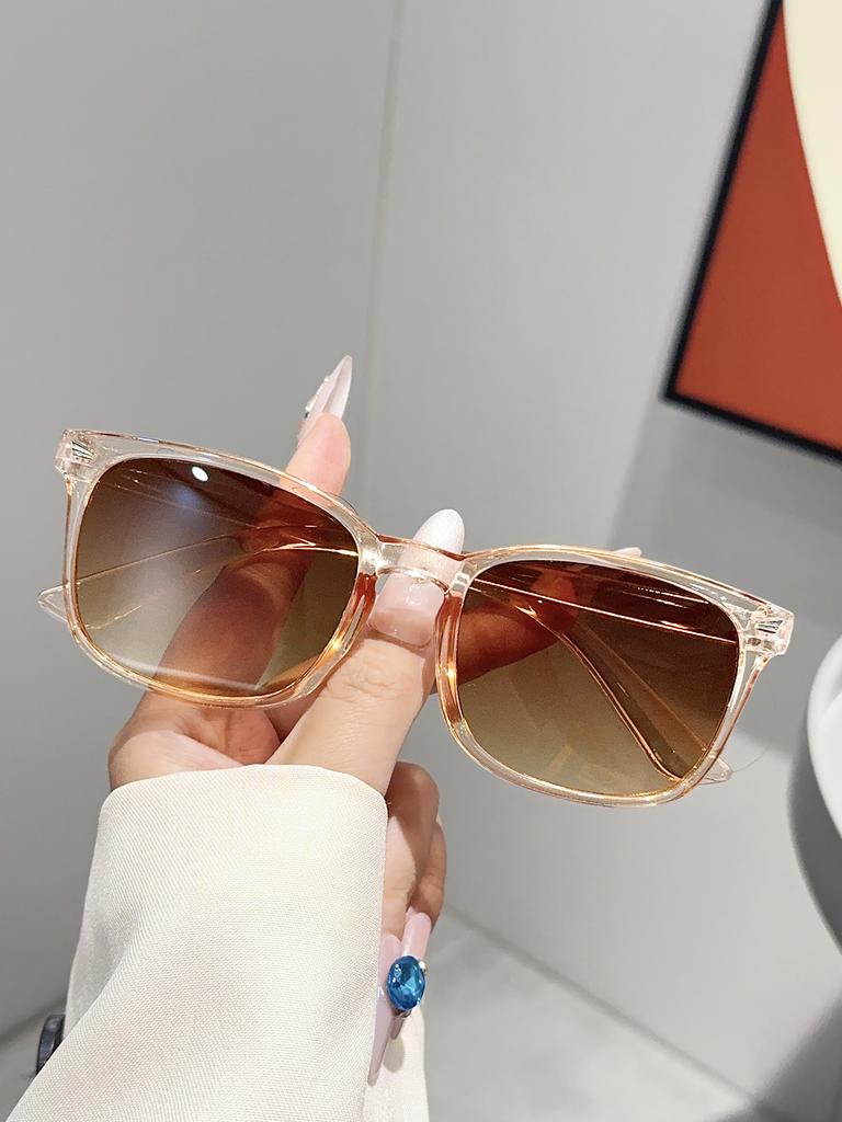 1Pc Fashionable and Trendy Basic Sunglasses, Retro Simple Large Square Frame, Suitable for Daily Wear and Driving