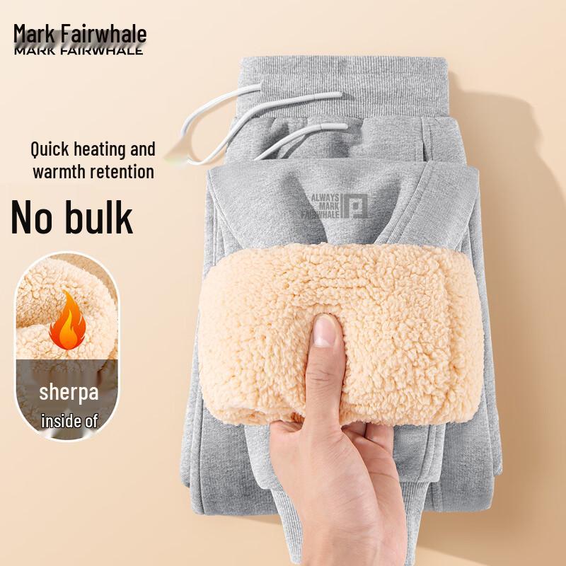 Mark Fairwhale Men's 2025 Autumn/Winter Loose Fit Plush Lined Casual Pants