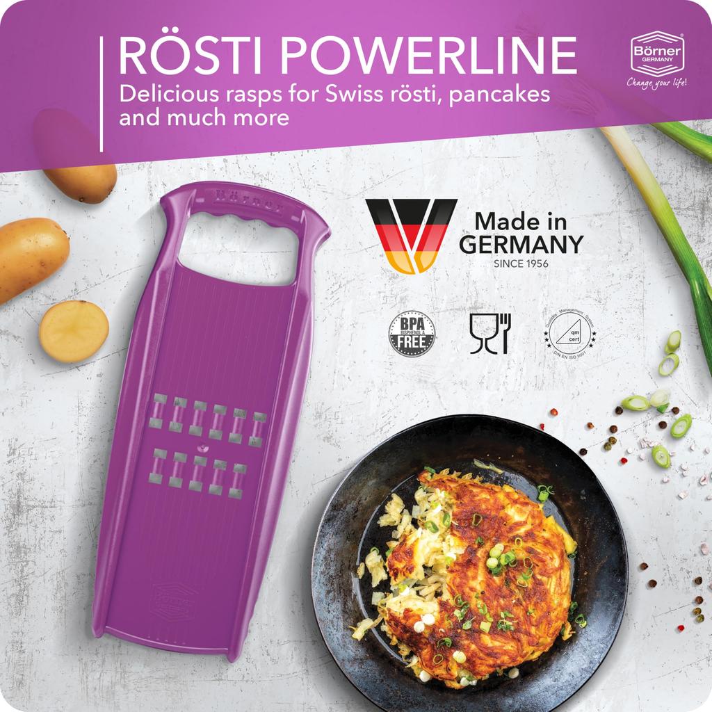 PowerLine Potato Grater Vegetable Grater for Swiss Hash Zucchini Fritter Vegetable Shredder for Raw Slicer Börner Rösti • Rösti (Potato Browns) •