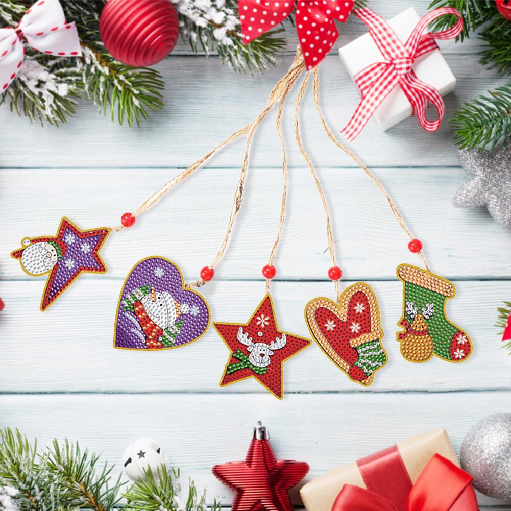 5/10pcs Diamond Painting Christmas Santa Claus Pendant Decoration Atmosphere Decor for Children Christmas Gift Natal Navided