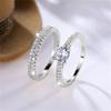 Luxury Female 2pcs Small Round White Zircon Stone Ring Set Promise Gold Color Wedding Engagement Jewelry For Women
