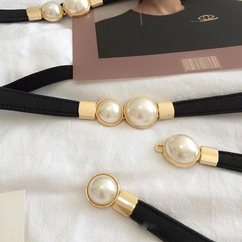 Curea creativă cu cataramă cu perle Rochie din piele PU Fusta Talie elastică Curele subțiri pentru femei Curele pentru femei