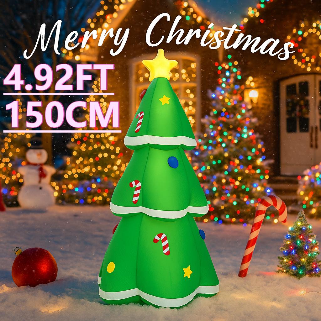 4.92FT With LED Light Inflatable Tree Toy Xmas Home Decorations Christmas Yard Party Lawn Supplies Ornaments Xmas Holiday Gifts