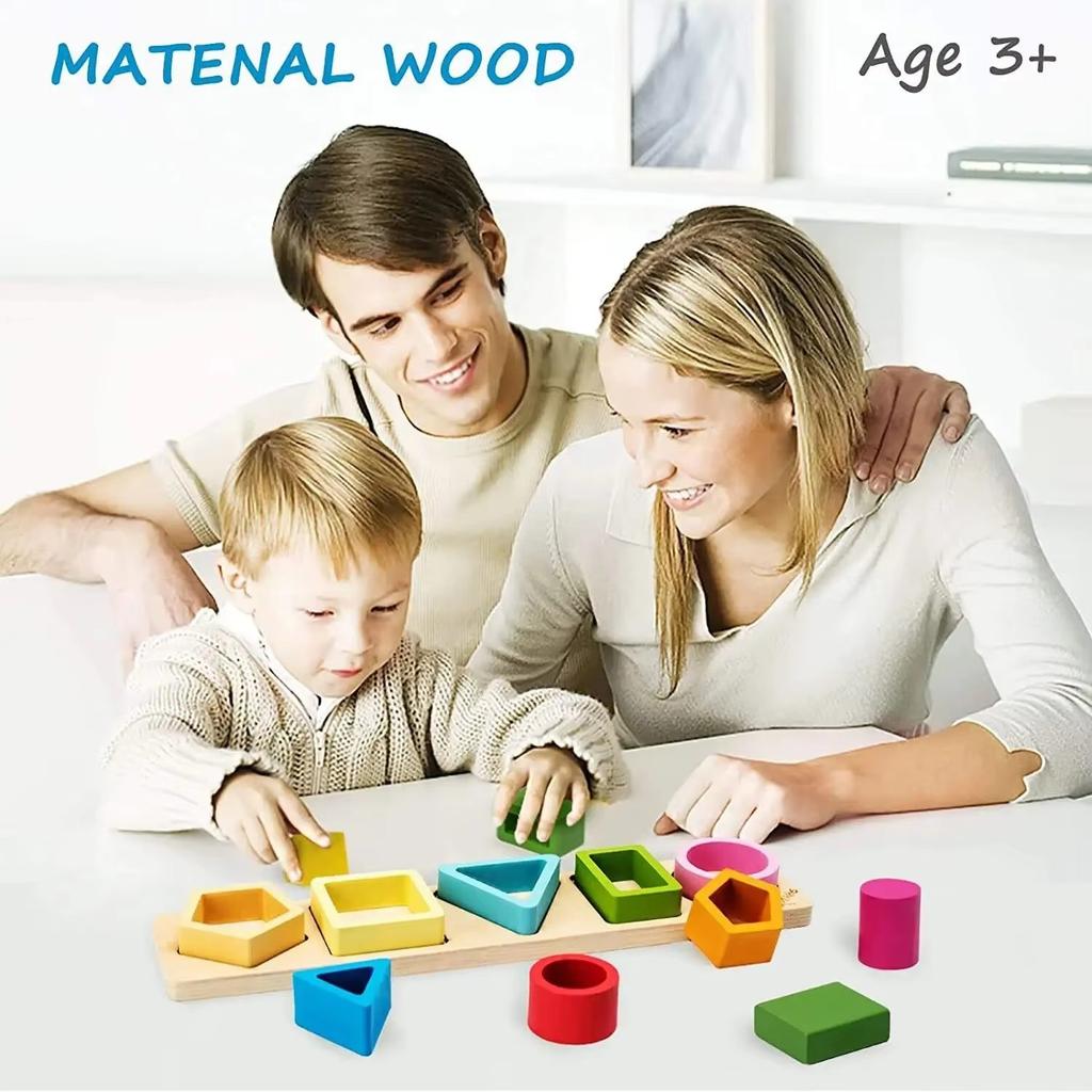 Children's Wooden Category Stack Toy Education Color Shape Classification Instrument Puzzle Toys