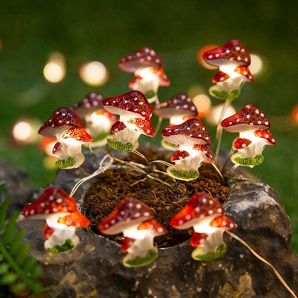 

Spring 2024 Waterproof LED Mushroom String Lights - 3D Yard Decor with Battery-Powered Copper Wire 3m 30 Lights