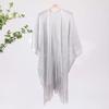 Summer Evening Shawl with Tassel Decoration Openwork Breathable Lightweight Cover Up for Beach Vacation and Formal Events