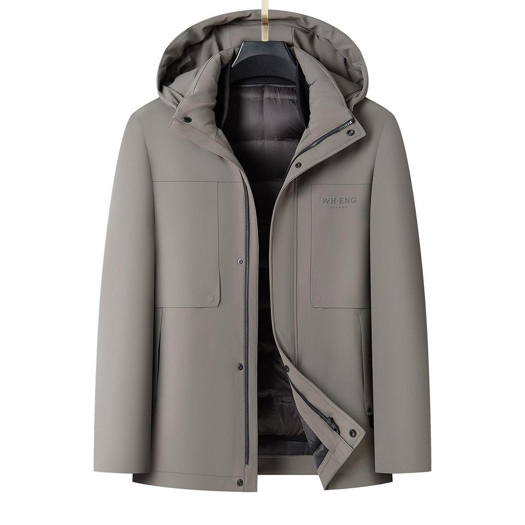 Men's 2025 Winter Removable Liner Down Jacket: Thick Warm White Duck Down Business Casual Coat