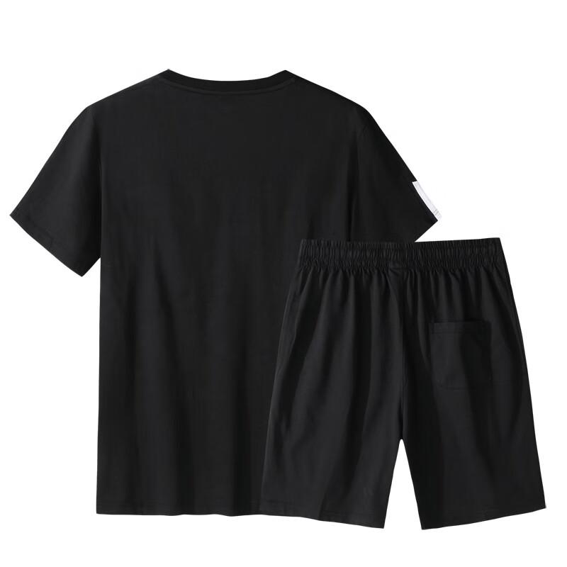 Men's Plus Size Cotton Blend V-Neck Short Sleeve Shorts Set