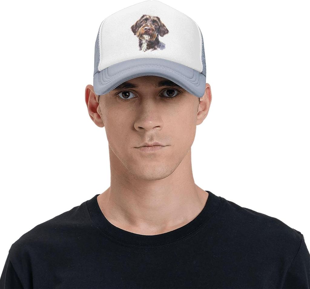 Drahthaariger Vorstehhund Griffon Hunde-Aquarell-Druck Mesh Trucker-Kappe Verstellbare Baseballkappe Lässige Snapback für Männer Frauen