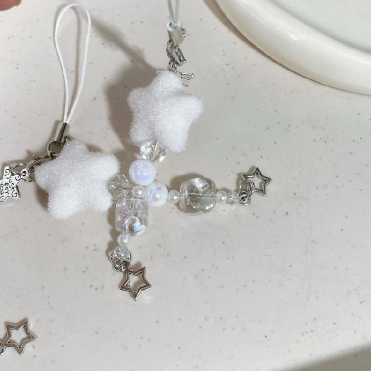 Unique Flocking Snowflake Star Phone Charm Winter Phone Jewelry Fashion Phone Ornament for Trendy Women Seeking Winter
