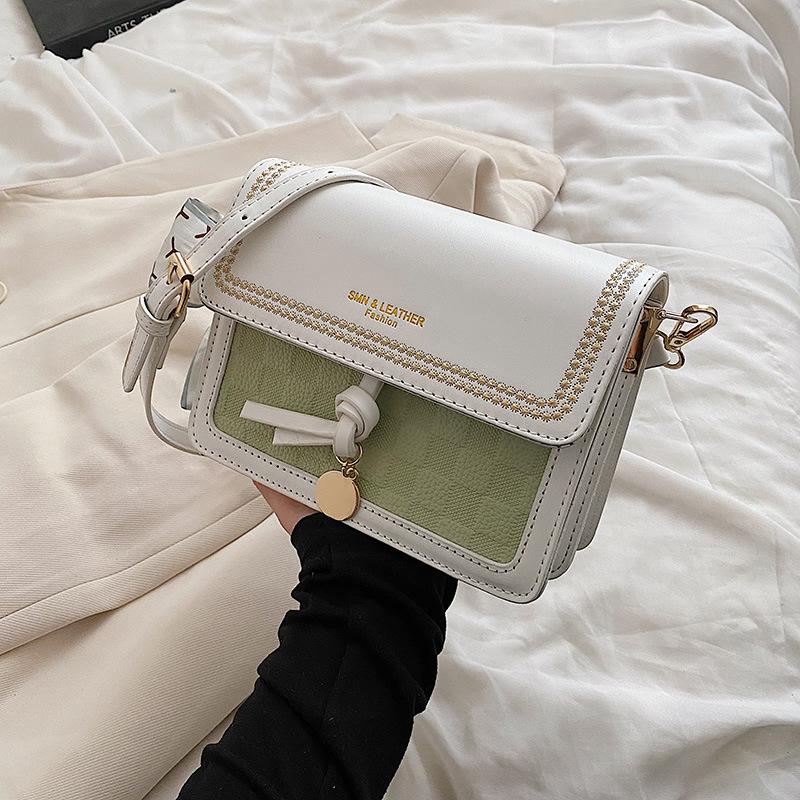 Popular Fresh Small Square Bag Silk Scarf New Fashion Niche Design Shoulder Bag Foreign Cream Sweet Oblique Straddle Women's Bag
