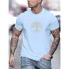 Men's Tree Graphic T-Shirt - 100% Polyester Casual Summer Wear with Round Neckline, Short Sleeves, and Smooth Fabric Texture