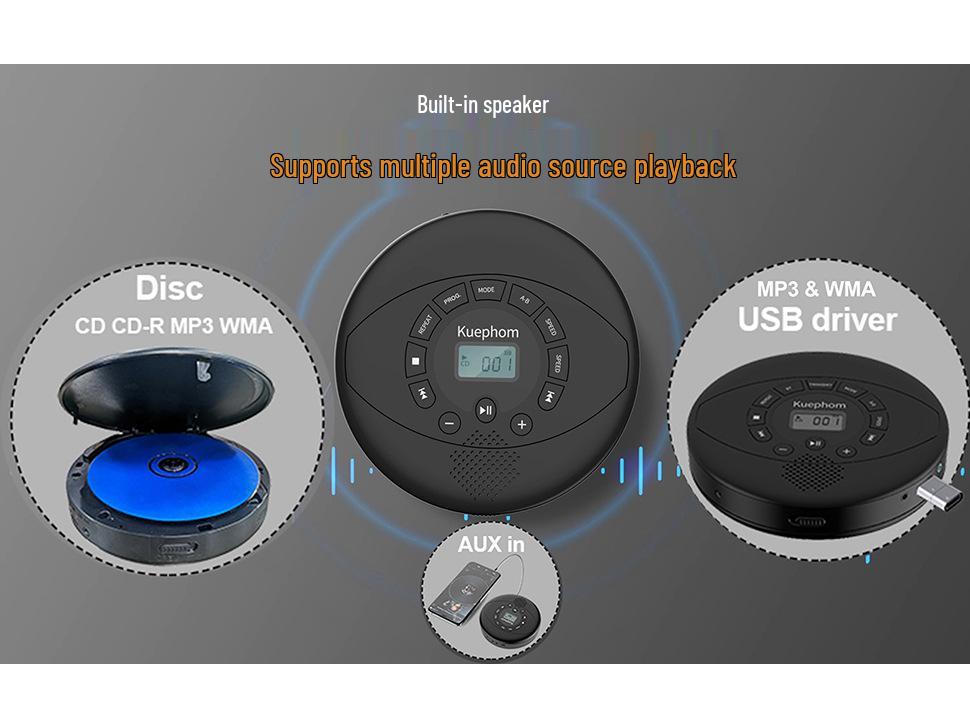 Portable Bluetooth CD/MP3 Player with USB Support for English Learning and Music Playback