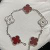 Nuova Versione Bracciale Quadrifoglio Cinque Fiori Agata Rossa Naturale Madreperla Bianca Bracciale da Donna Bracciale Laser