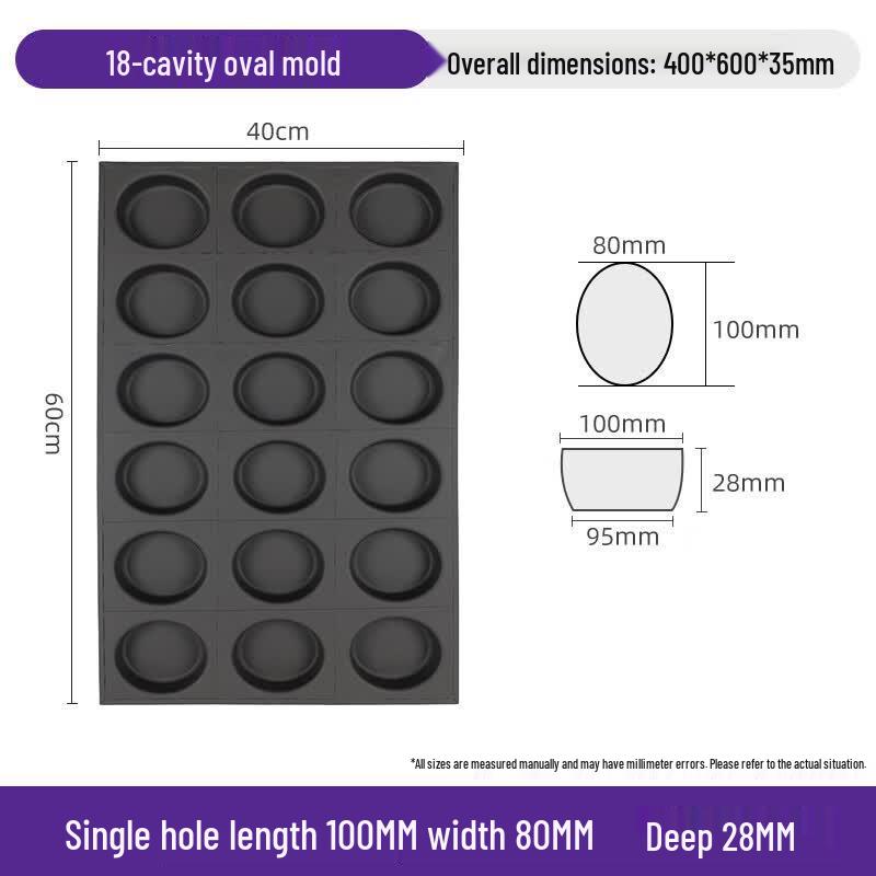 Non-stick 18-Cavity Oval Cake Mold