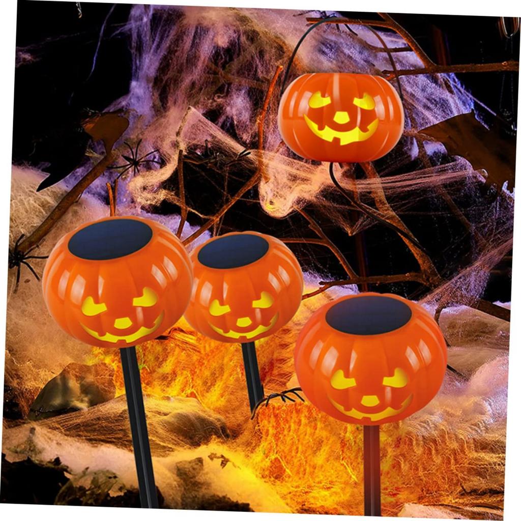 Pumpkin Flame Lights, Outdoor Garden Stake and Hanging Decor, Flickering LED for Halloween Fall Festive