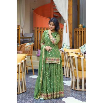 Women Bollywood Designer Salwar Suit Sharara Set Indian Pakistani Party Wear VFP-1880a