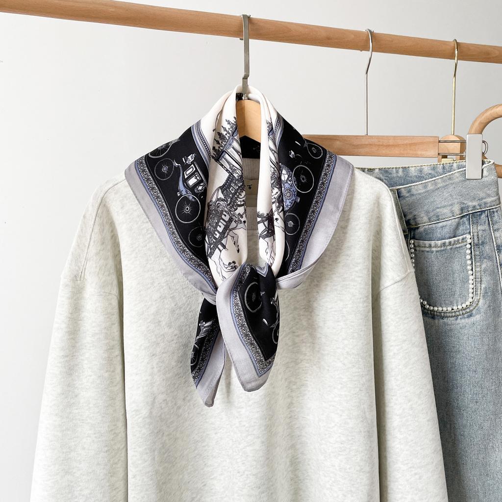 Spring And Summer Satin Long Scarf For Women Sunscreen Shawl Fashionable Beauty Scene Satin Long Scarf Versatile Travel Scarf