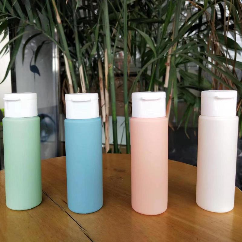 4pcs Macaron Clamshell Squeeze Bottle 50ML Travel Set Straight Leg Dispensing Bottle Cosmetic Lotion Sunscreen Shampoo