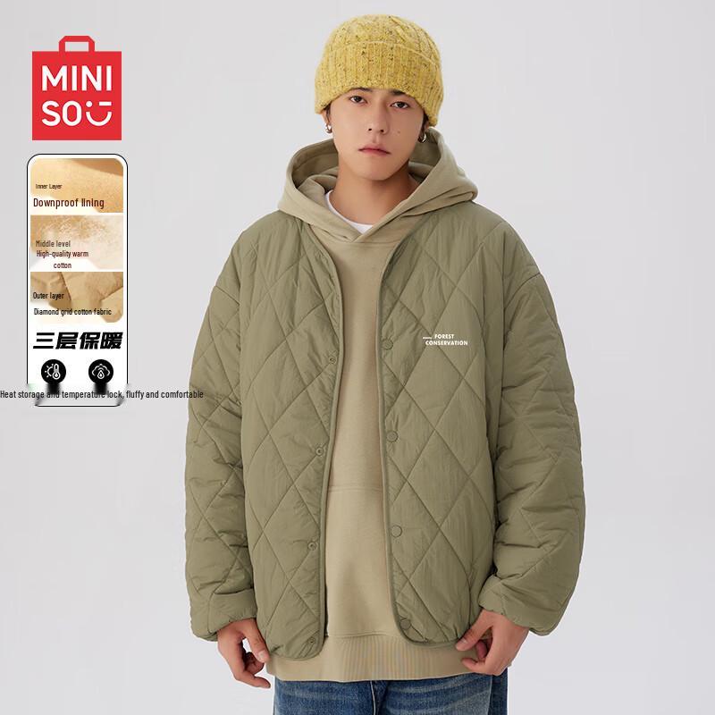 

MINISO Men s American Retro Loose Collarless Padded Jacket 2XL