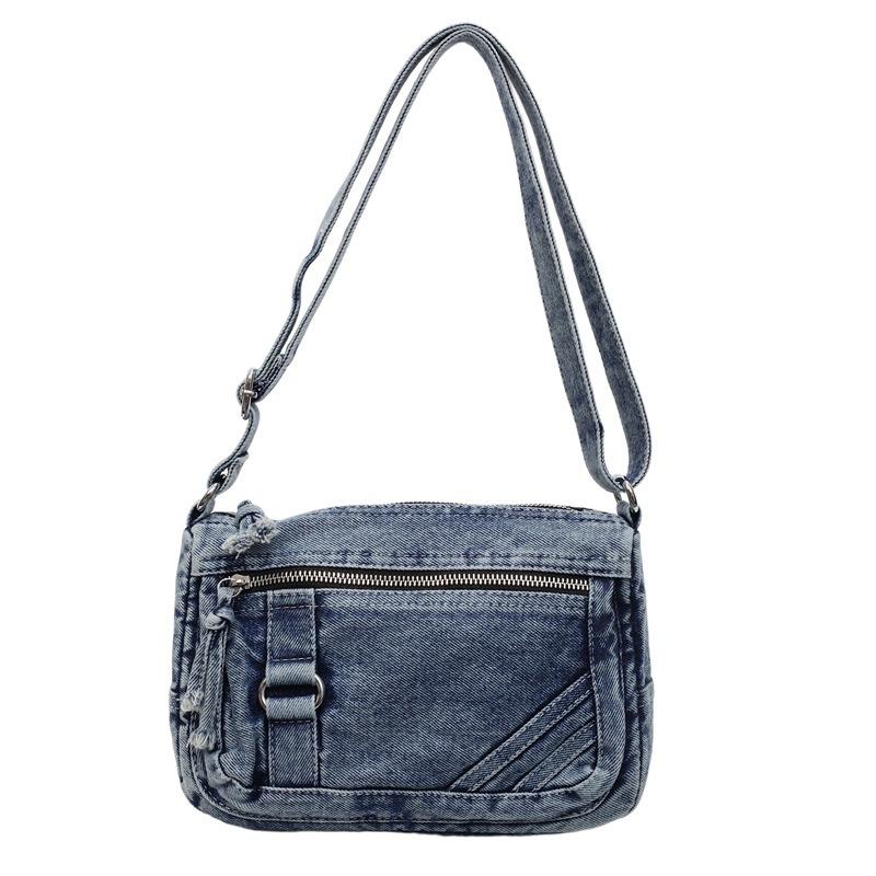 Large capacity denim underarm tote bag, new portable shoulder messenger bag, women's bag.