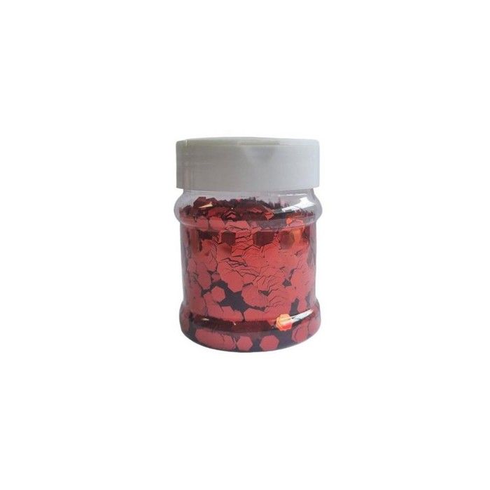 PAILLETTES NID D'ABEILLE - 100G - Rouge - 6MM - Hexagonales